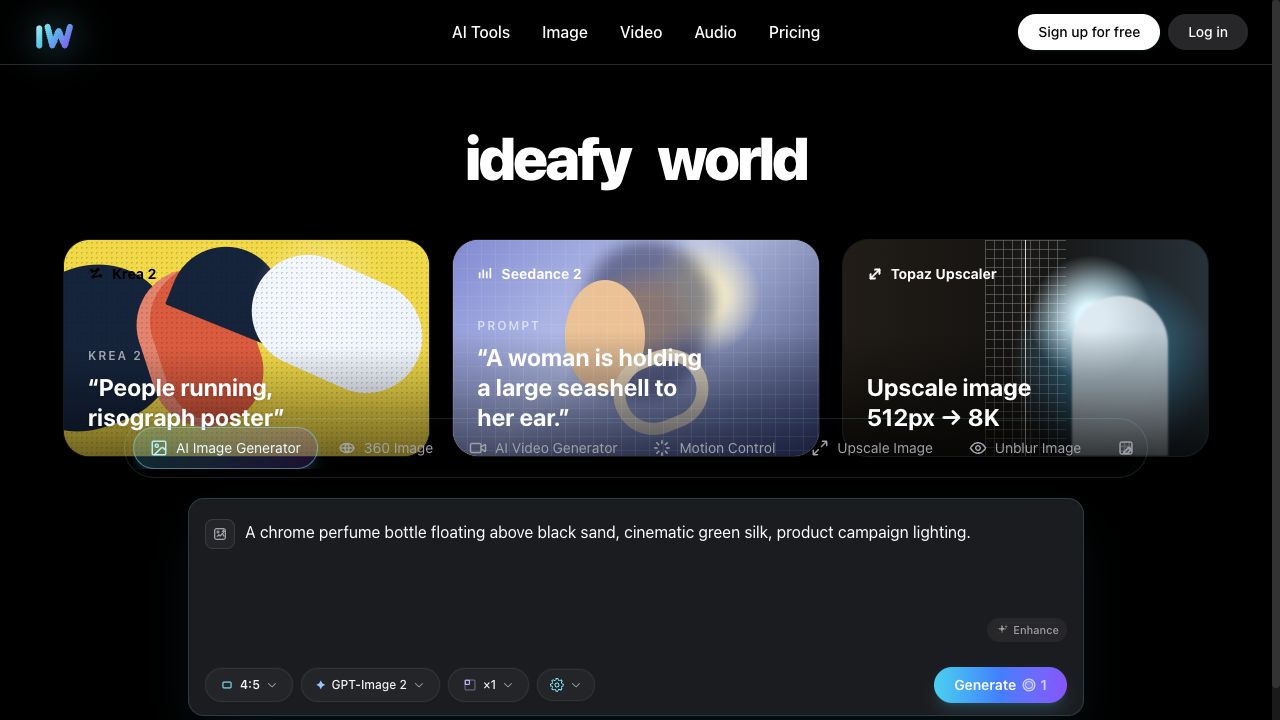 Ideafy image and video generation workspace