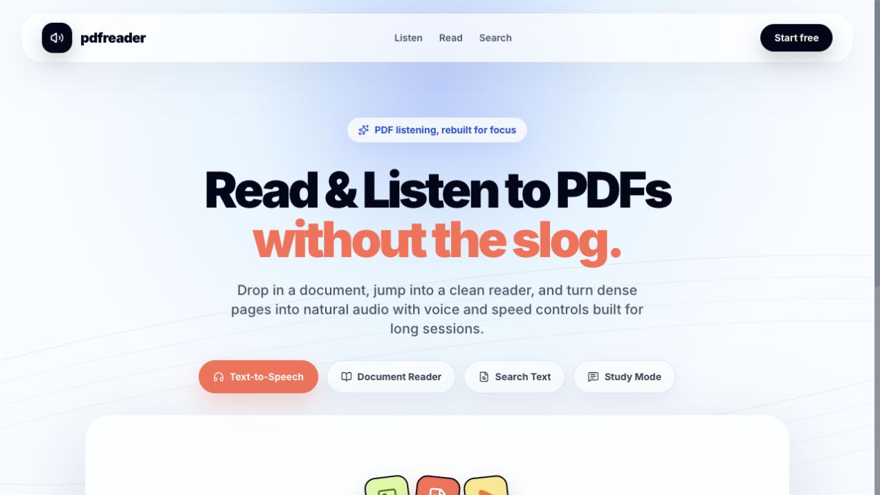 PDF Reader landing page